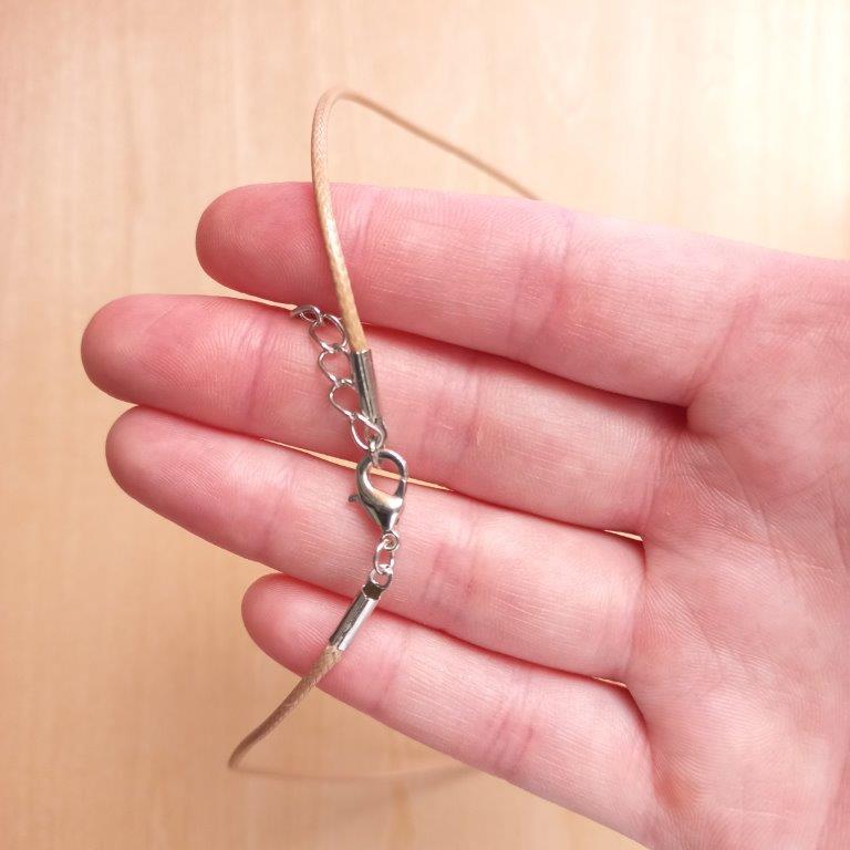 Cream Cotton Cord Necklace Platinum Clasp 44cm each