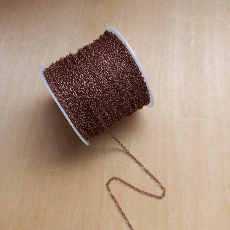 Red Copper Cable Chains 2.2x1.9x0.3mm per meter