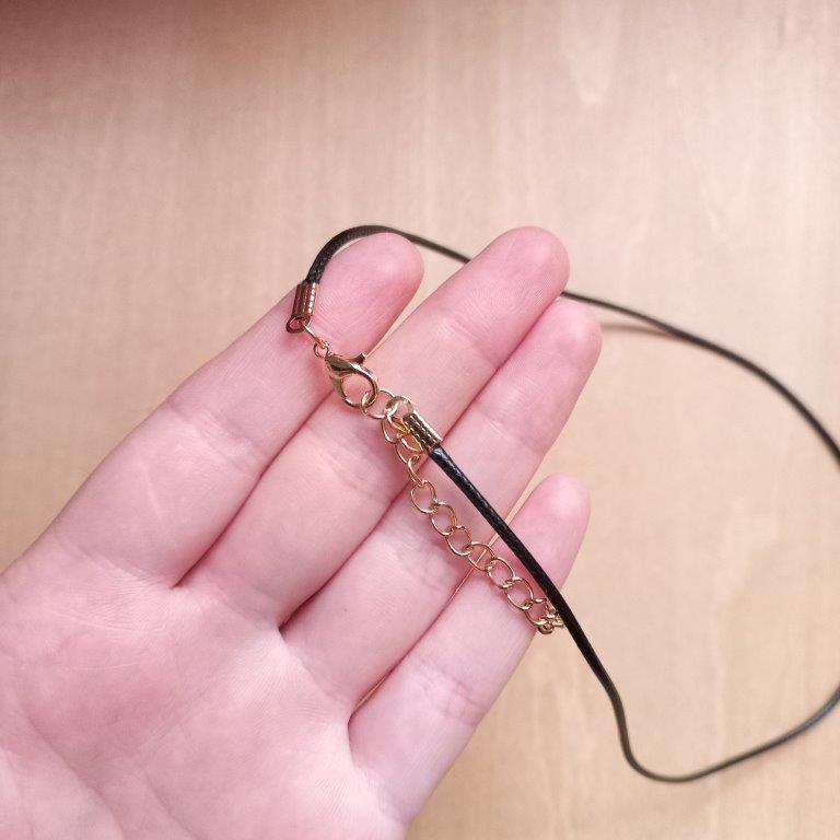 Black Cotton Cord Necklace Golden Clasp 43.5cm each