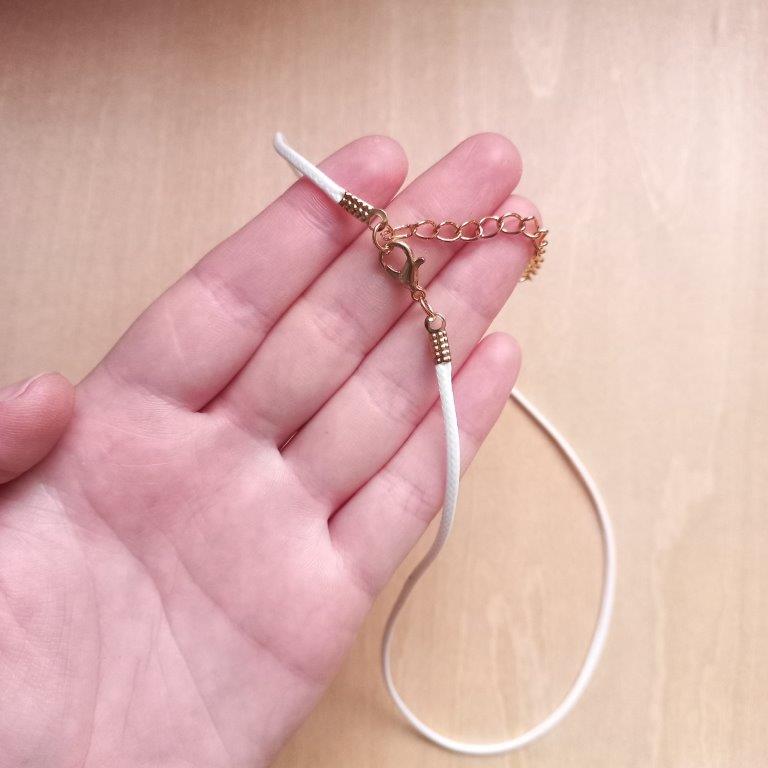 White Cotton Cord Necklace Golden Clasp 43.5cm each
