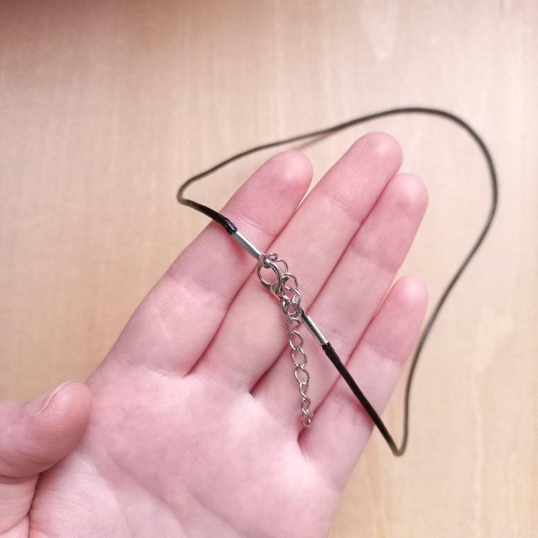 Black Cotton Cord Necklace Platinum Clasp 44~48cm each