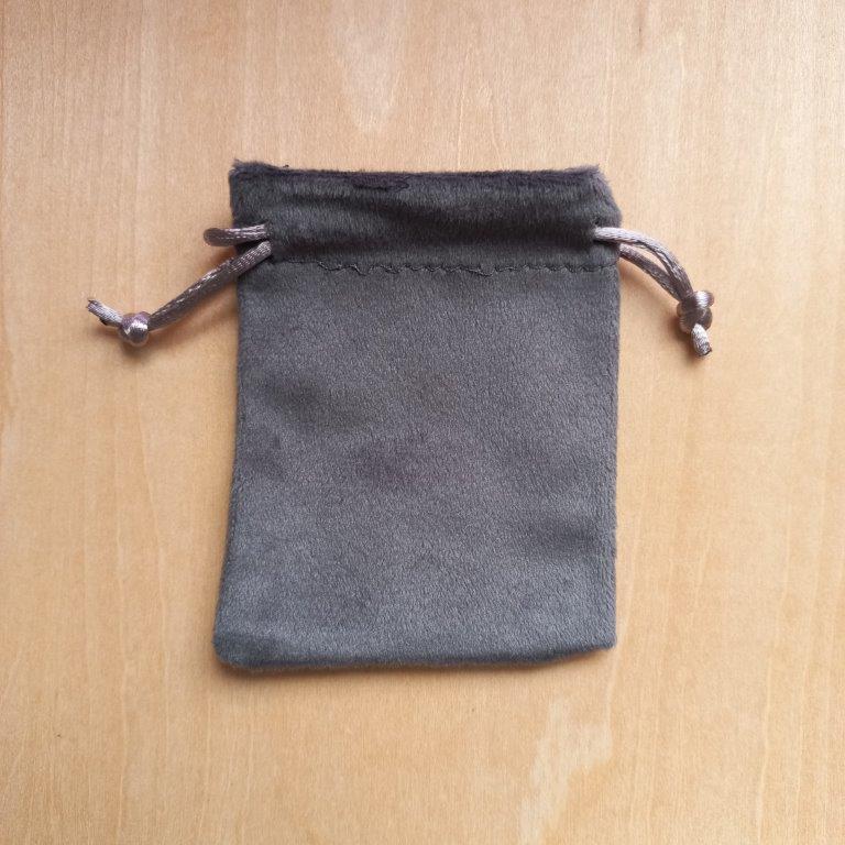 Velvet Drawstring Pouch Dark Gray 9.5x7x0.5cm