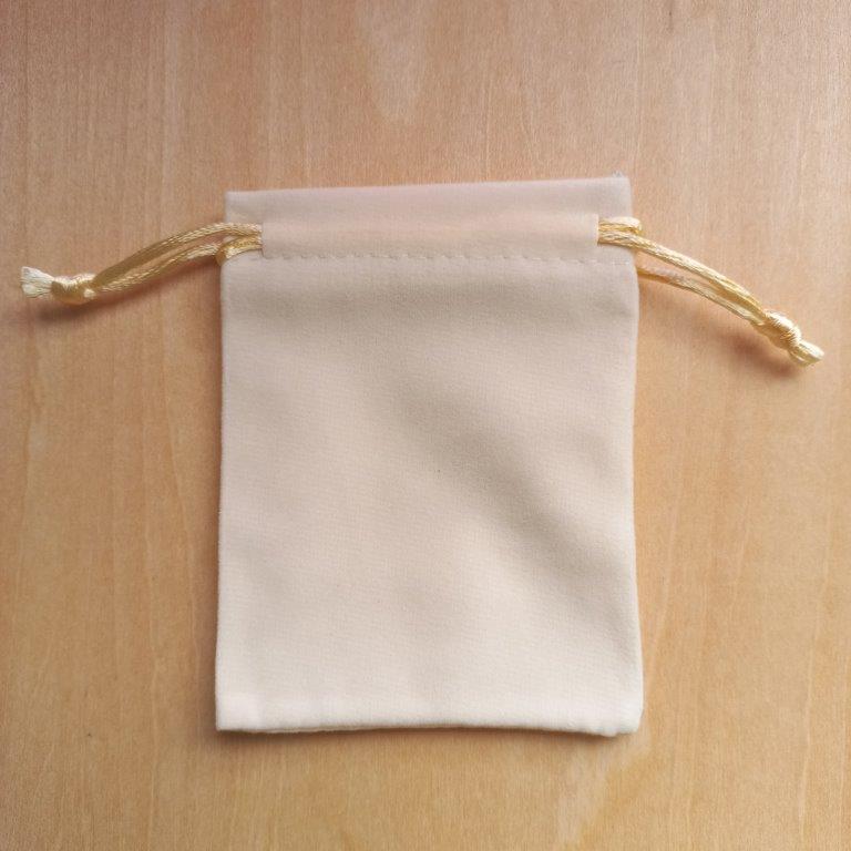 Velvet Drawstring Pouch Cream 9x7cm