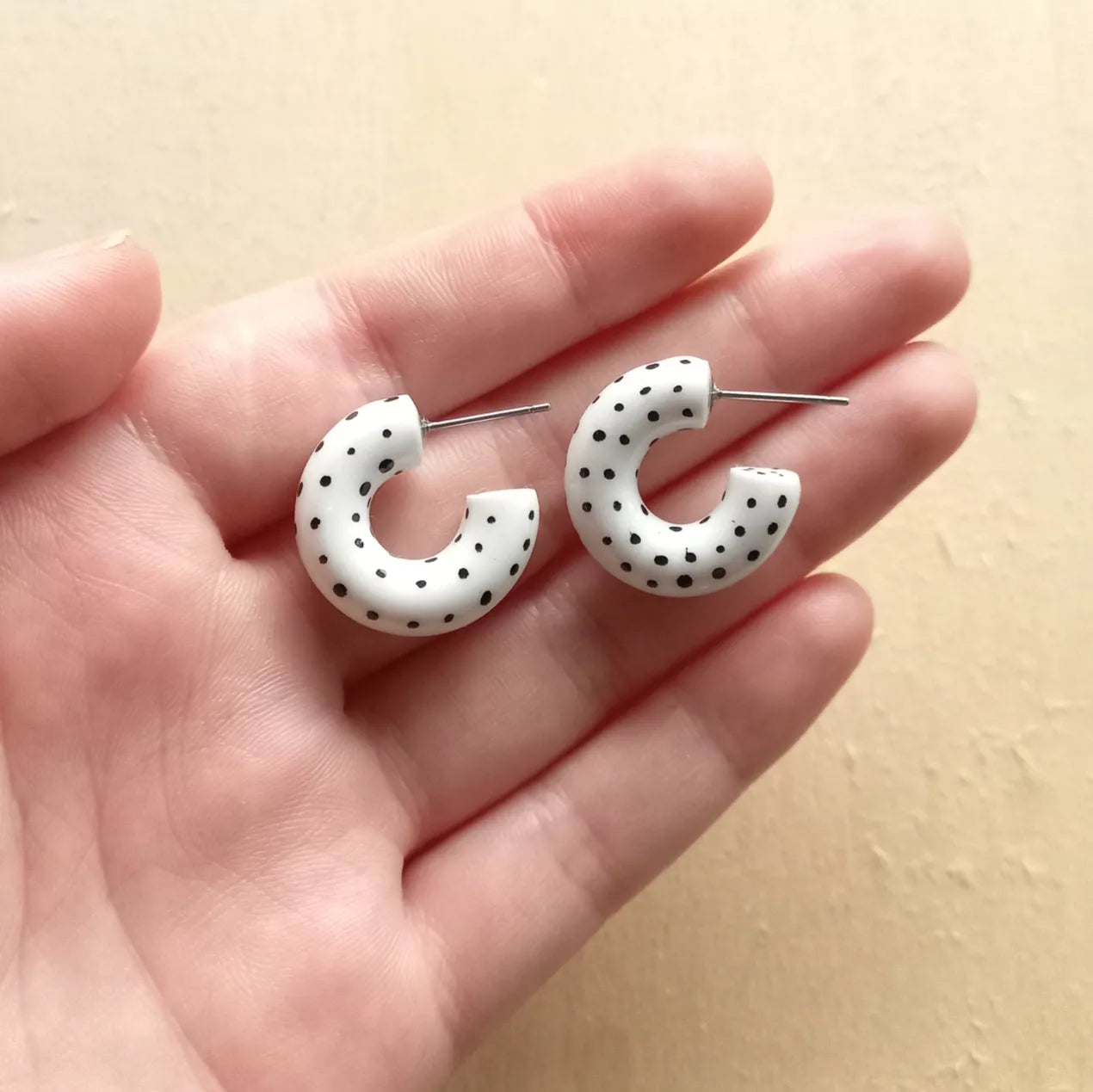 White Polka Dots Glazed Hoops