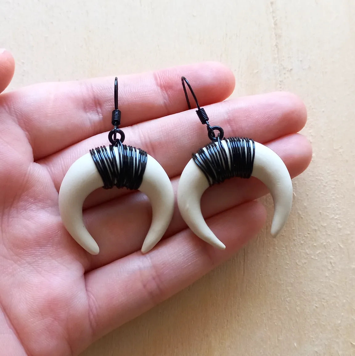 Faux Bone Tooth Dangle Earrings