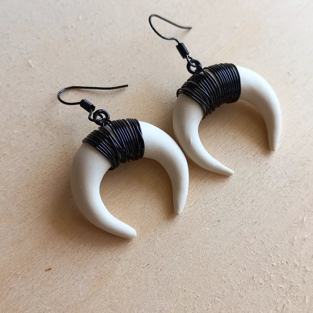 Faux Bone Tooth Dangle Earrings