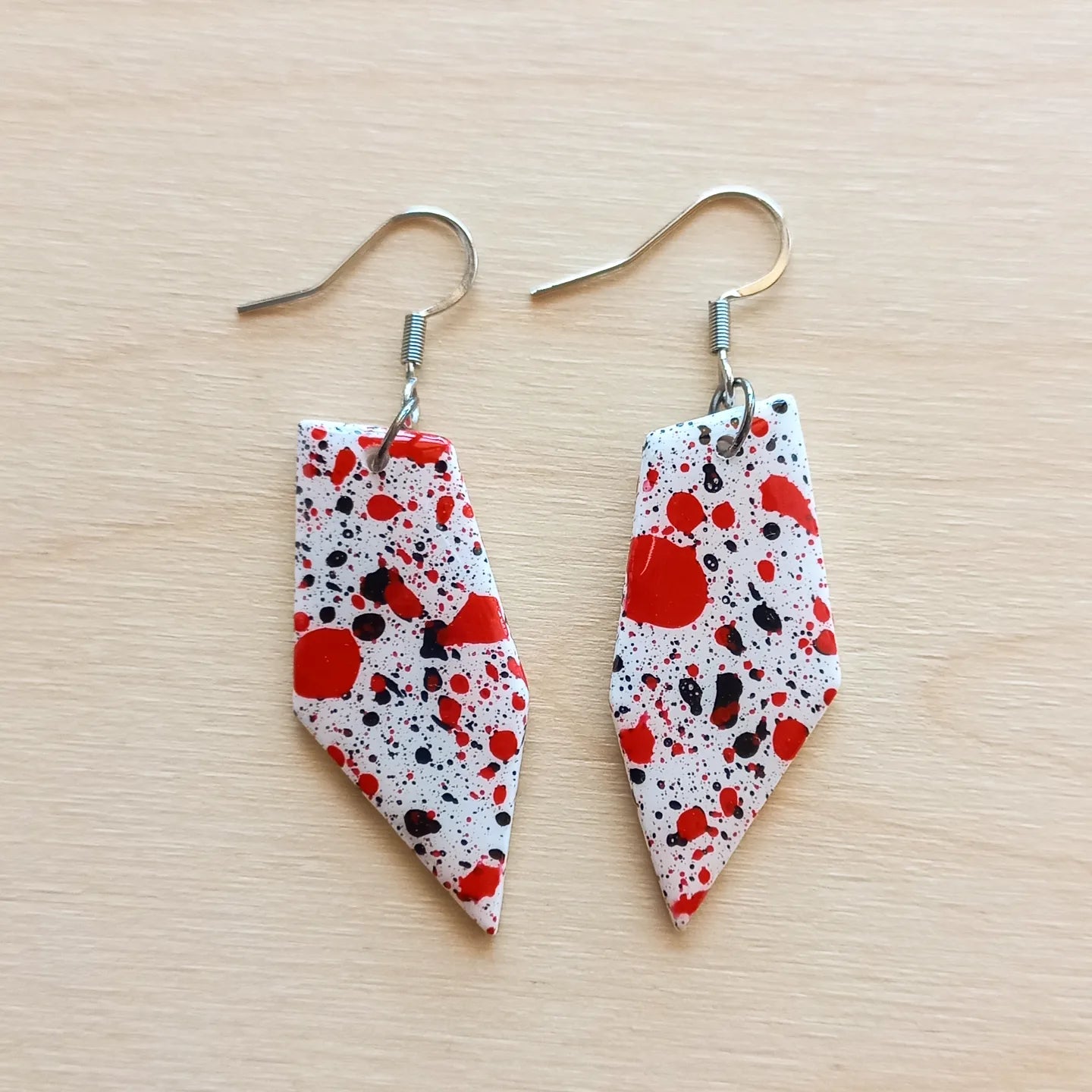 Red Splatter Crystal Earrings