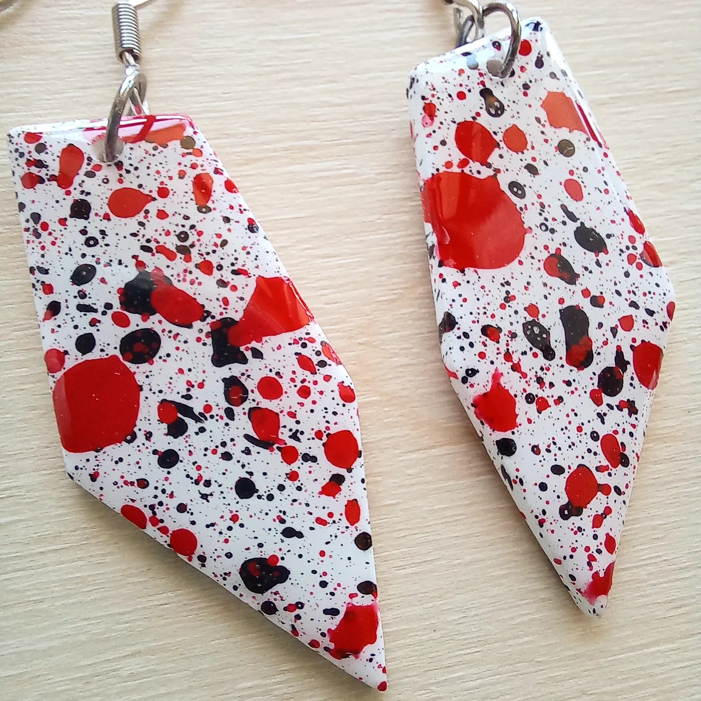 Red Splatter Crystal Earrings