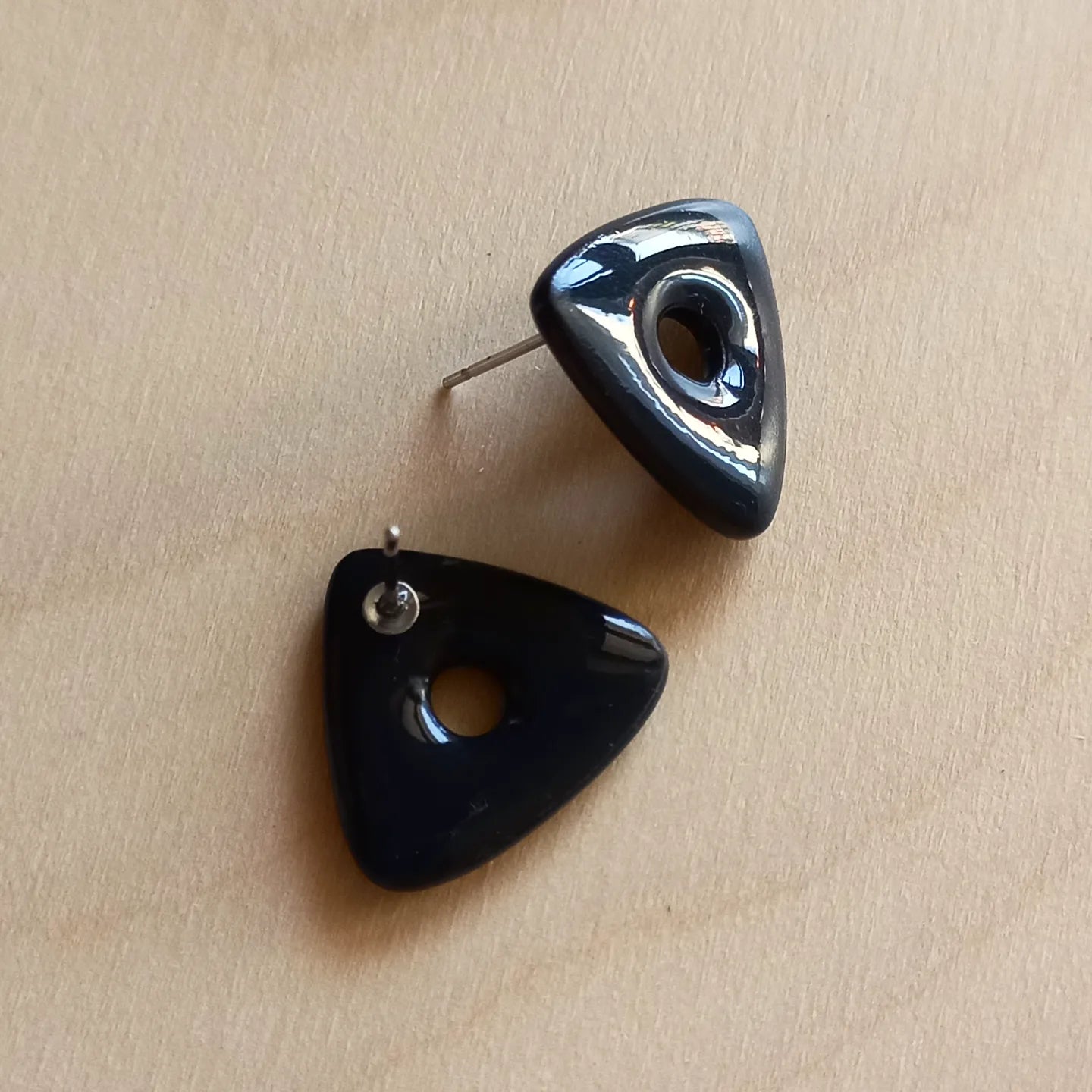 Black Triangle Stud Earrings