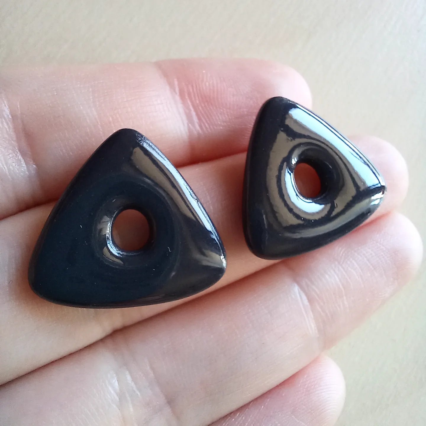 Black Triangle Stud Earrings