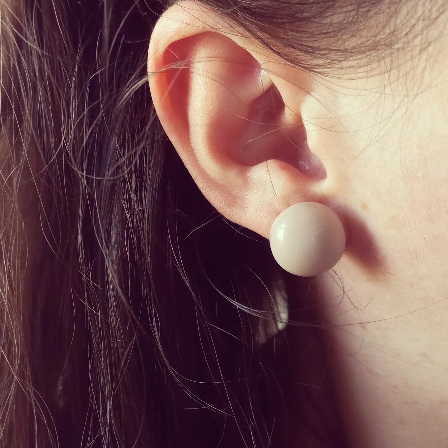 Beige Sphere Studs