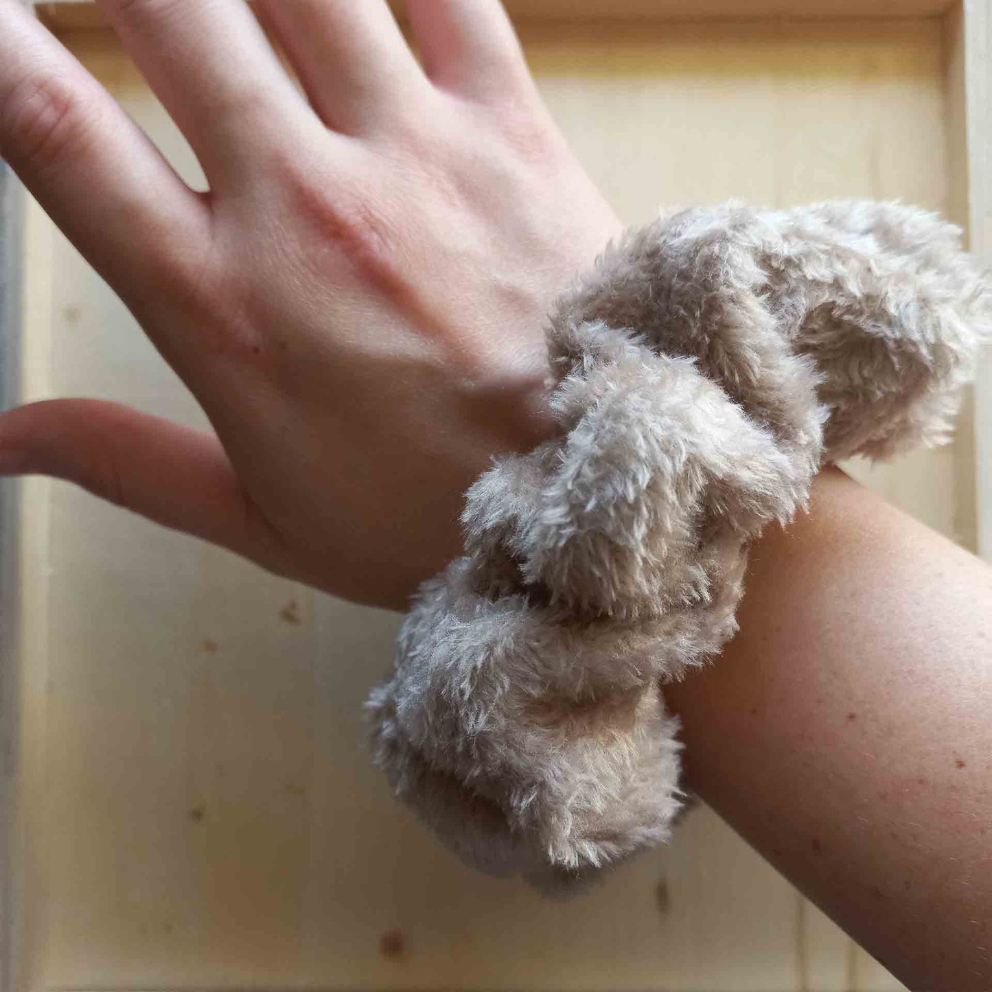 Mega Fluffy Tan Scrunchie