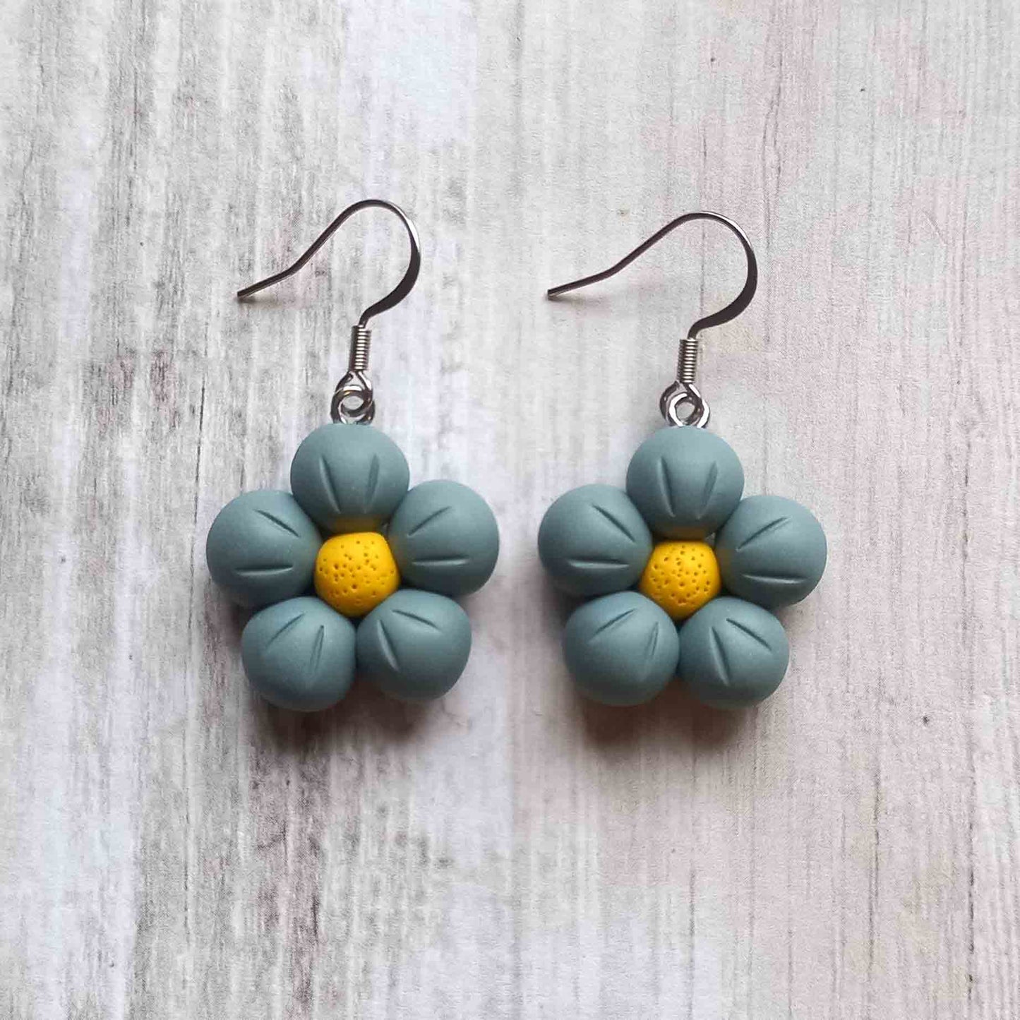 Puffy Flower Earrings Teal