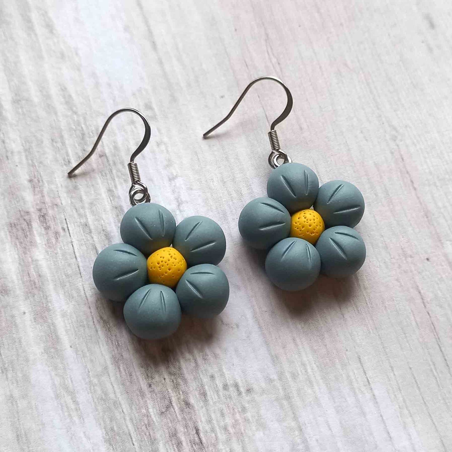 Puffy Flower Earrings Teal