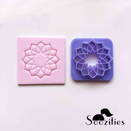 Geometric Flower polymer clay cutters