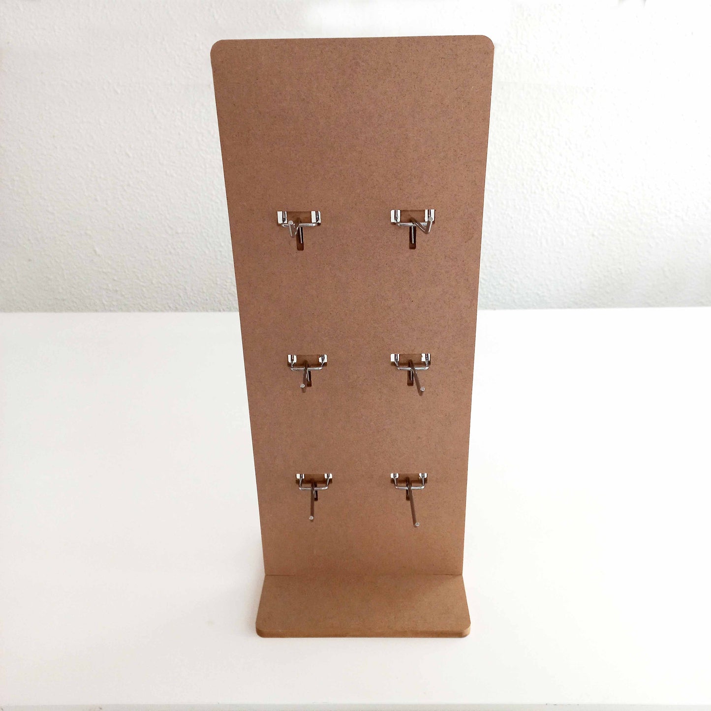 Rectangle Pegboard with 6 Long Hooks and Logo
