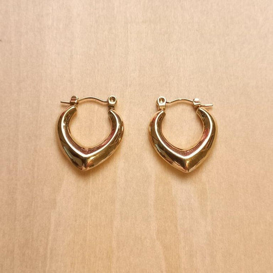 Golden Teardrop Hoop Earrings 20x18x4mm
