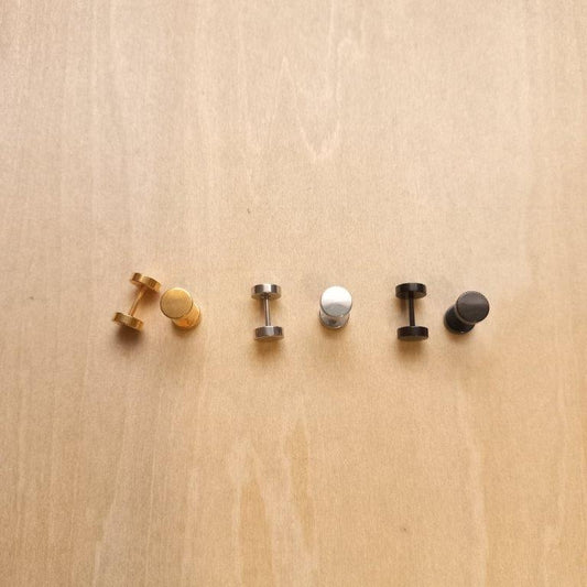 Barbell Screw Back Stud Earrings 11x6mm per pair