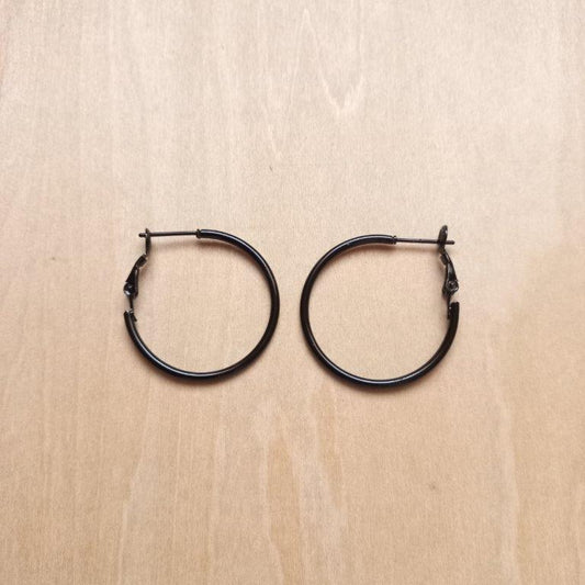 Black Hoop Earrings 29.5mm