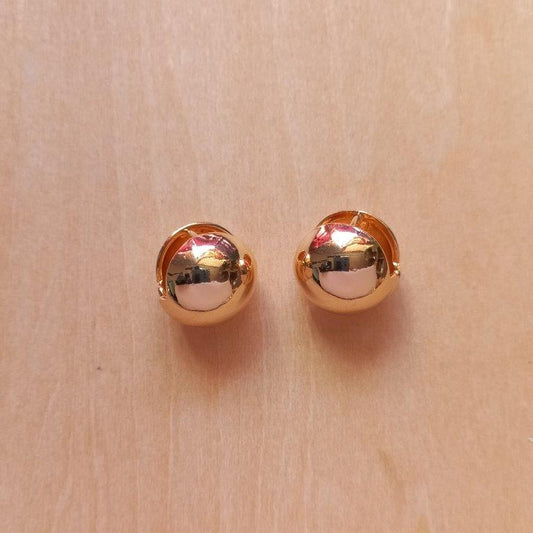 14K Gold Plated Round Chunky Huggie Studs 16x17.5mm