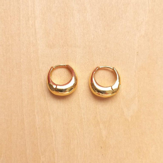 18K Gold Plated Oval  Huggie Hoop Earrings 17x16mm