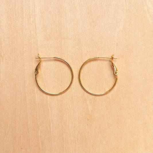 18K Gold Plated Hoop Earrings 25x1mm