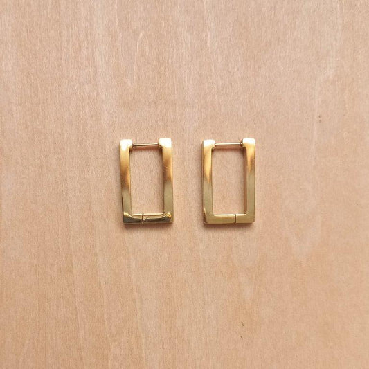 Golden Rectangle Hoop Earrings 20x11mm