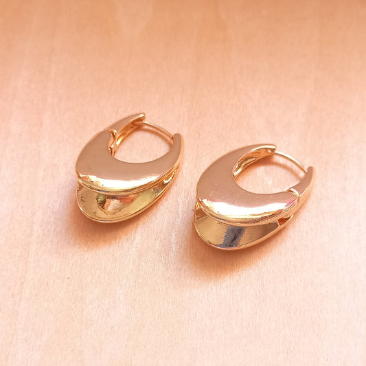 14K Gold Plated Teardrop Hoop Earrings 28x11mm