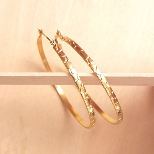18K Gold Plated Hoop Earrings 50x3mm