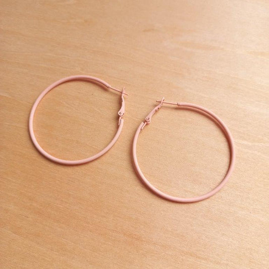 Pink Skinny Hoop Earrings 49mm