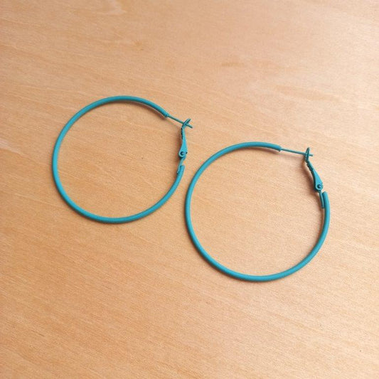 Cyan Skinny Hoop Earrings 49mm