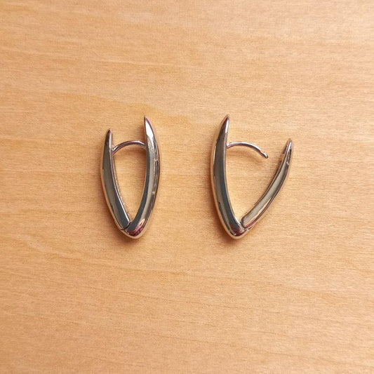 Platinum Plated V-shape Hoop Earrings 20.5x4mm