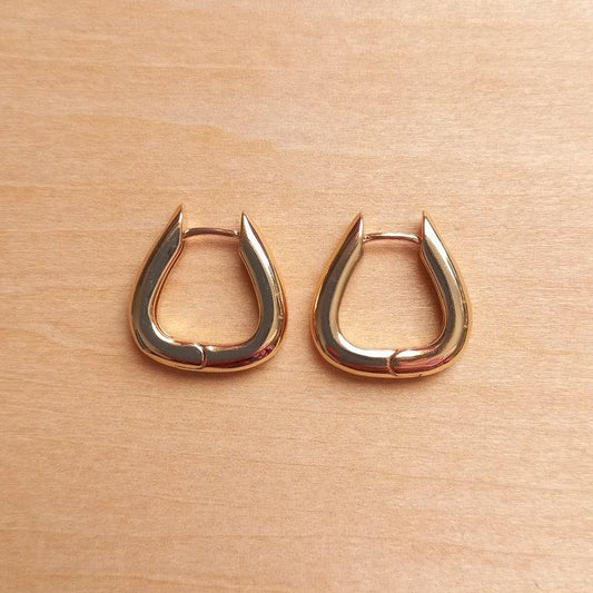 Light Gold Teardrop Hoop Earrings 19x18.5x4mm