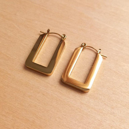 Golden Rectangle Hoop Earrings 27.5x3mm