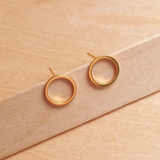 18K Gold Plated Open Circle Stud Earrings 10mm