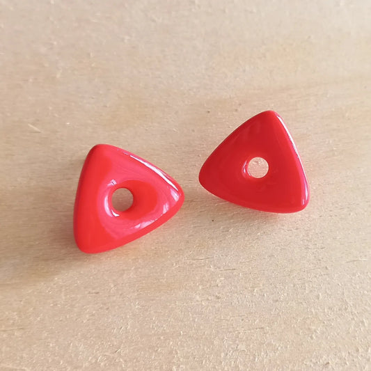 Red Triangle Stud Earrings
