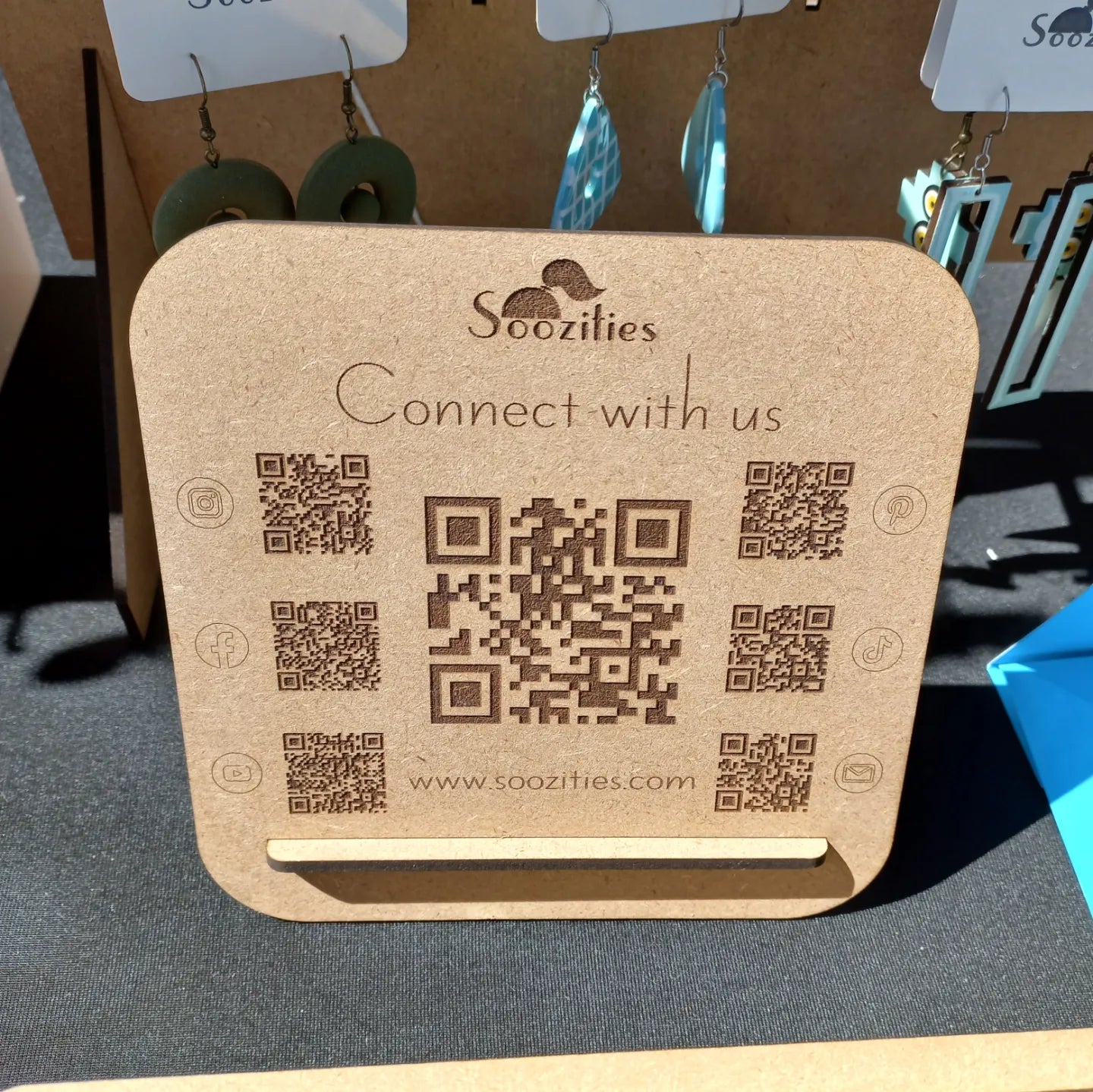 QR Code Engraved Wooden Sign 15cm