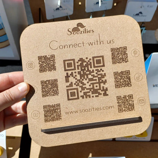 QR Code Engraved Wooden Sign 15cm