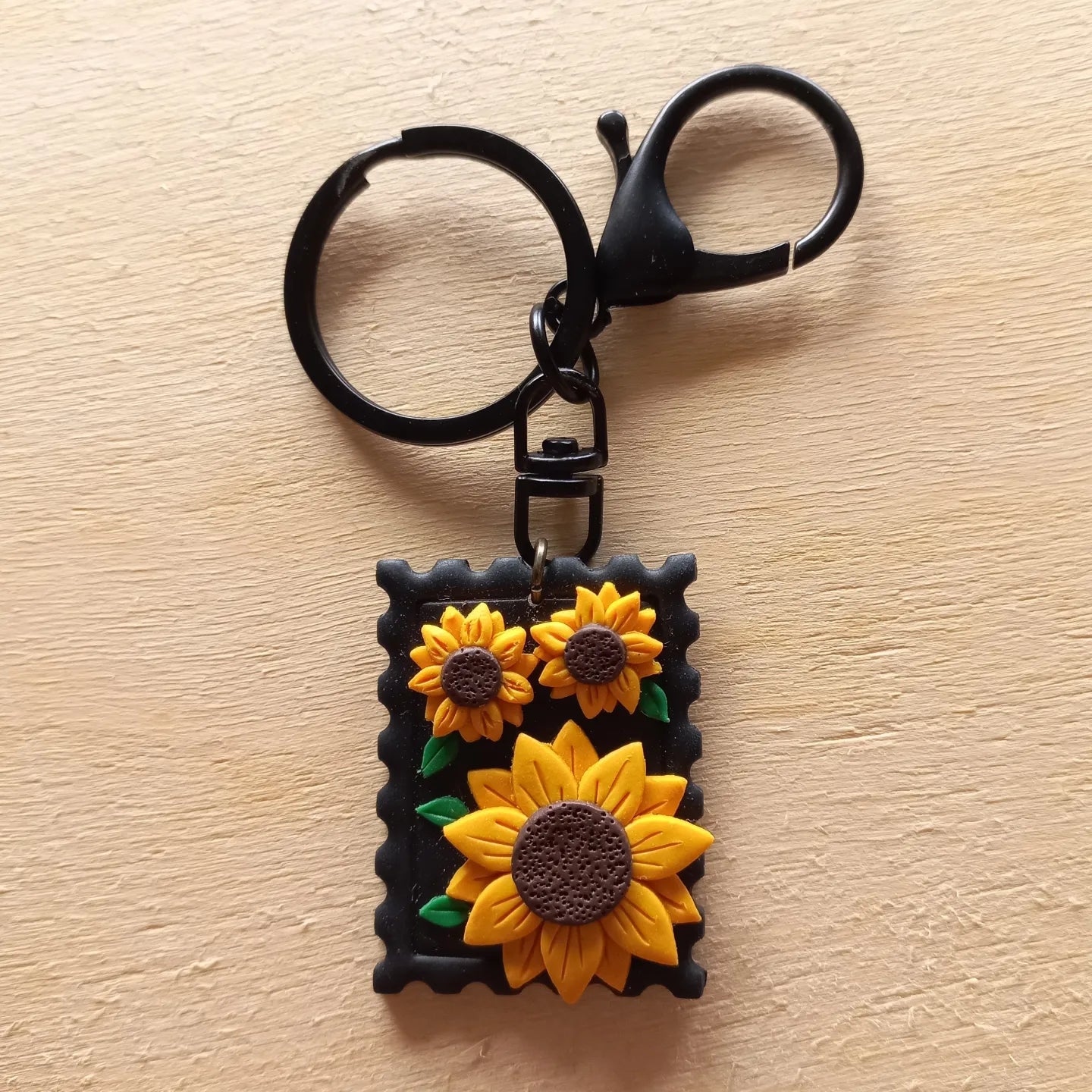 Sunflower postcard keyring