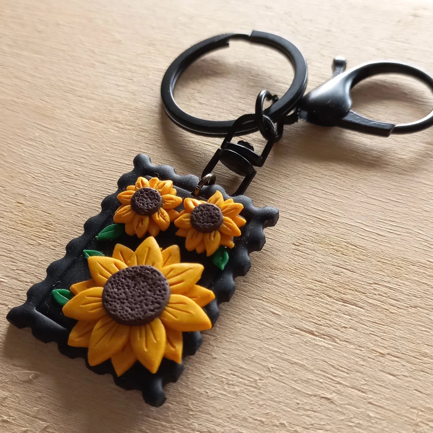 Sunflower postcard keyring