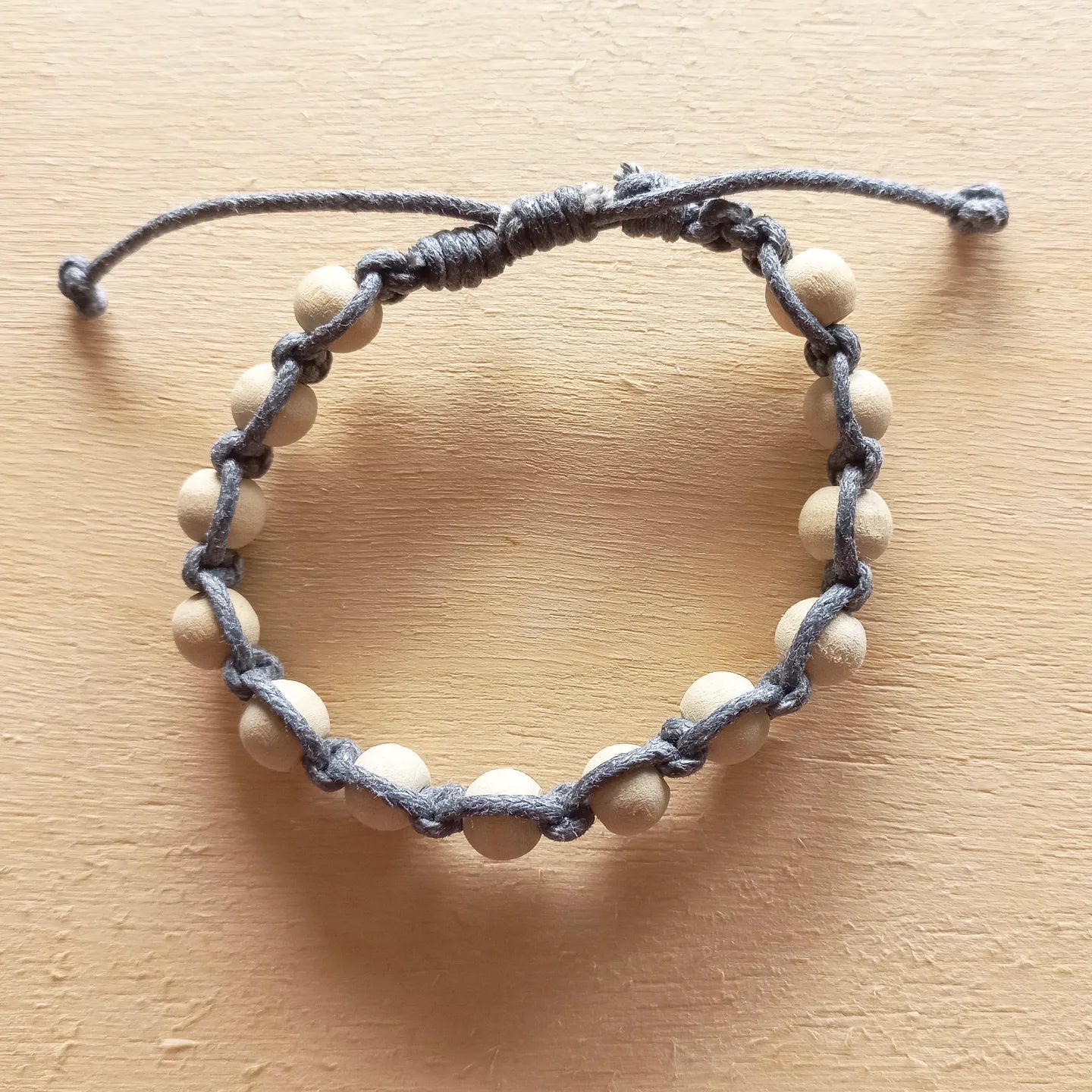 Grey with Wood Beads Bracelet