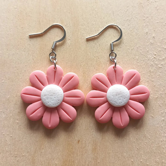 Pink Daisy Earrings