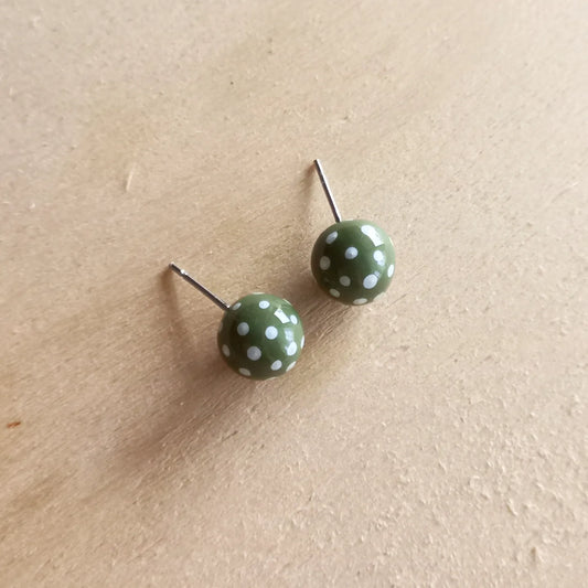 Polkadot Olive Ball Studs