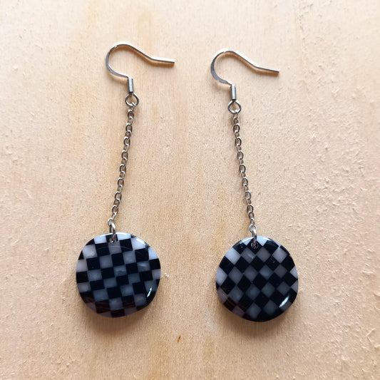 Translucent Checkered Dangle Earrings