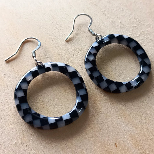 Translucent Checkered Hoop Earrings