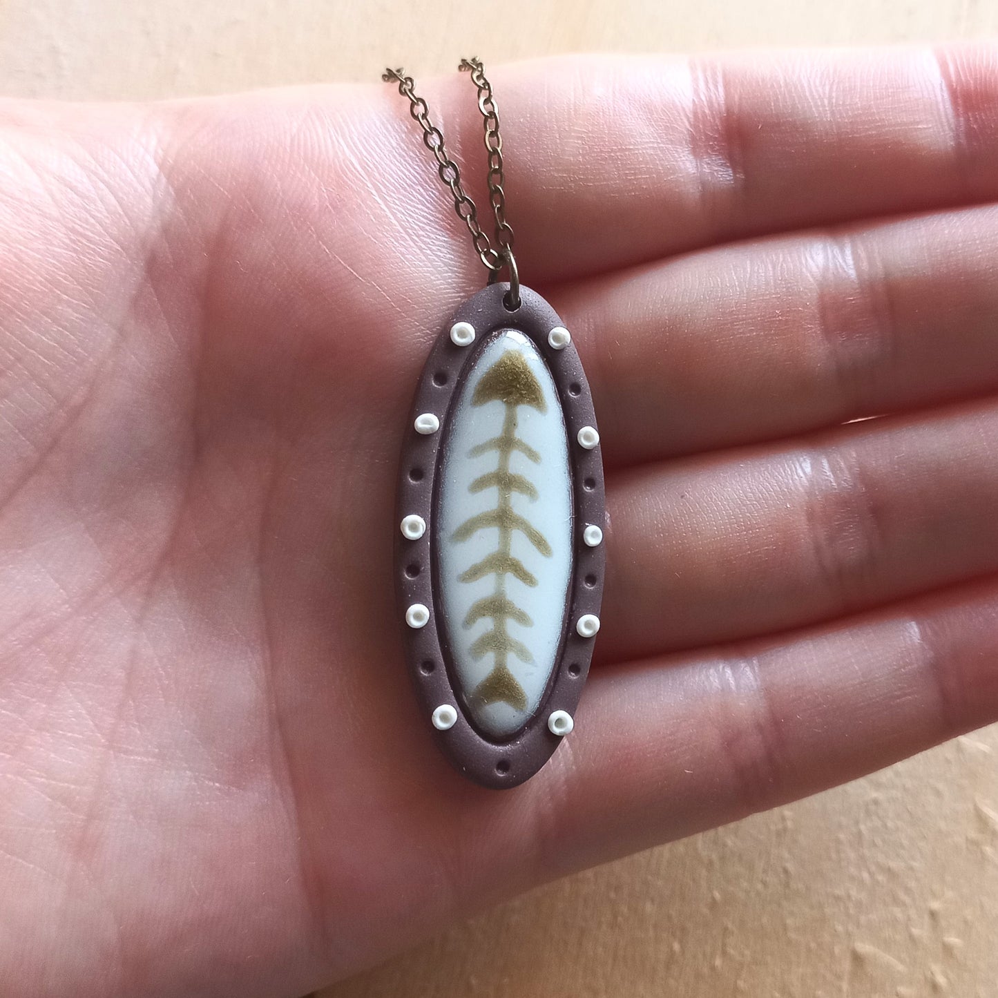 Fishbone Pendant Necklace