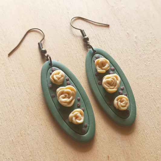 Olive Rose Pendant earrings