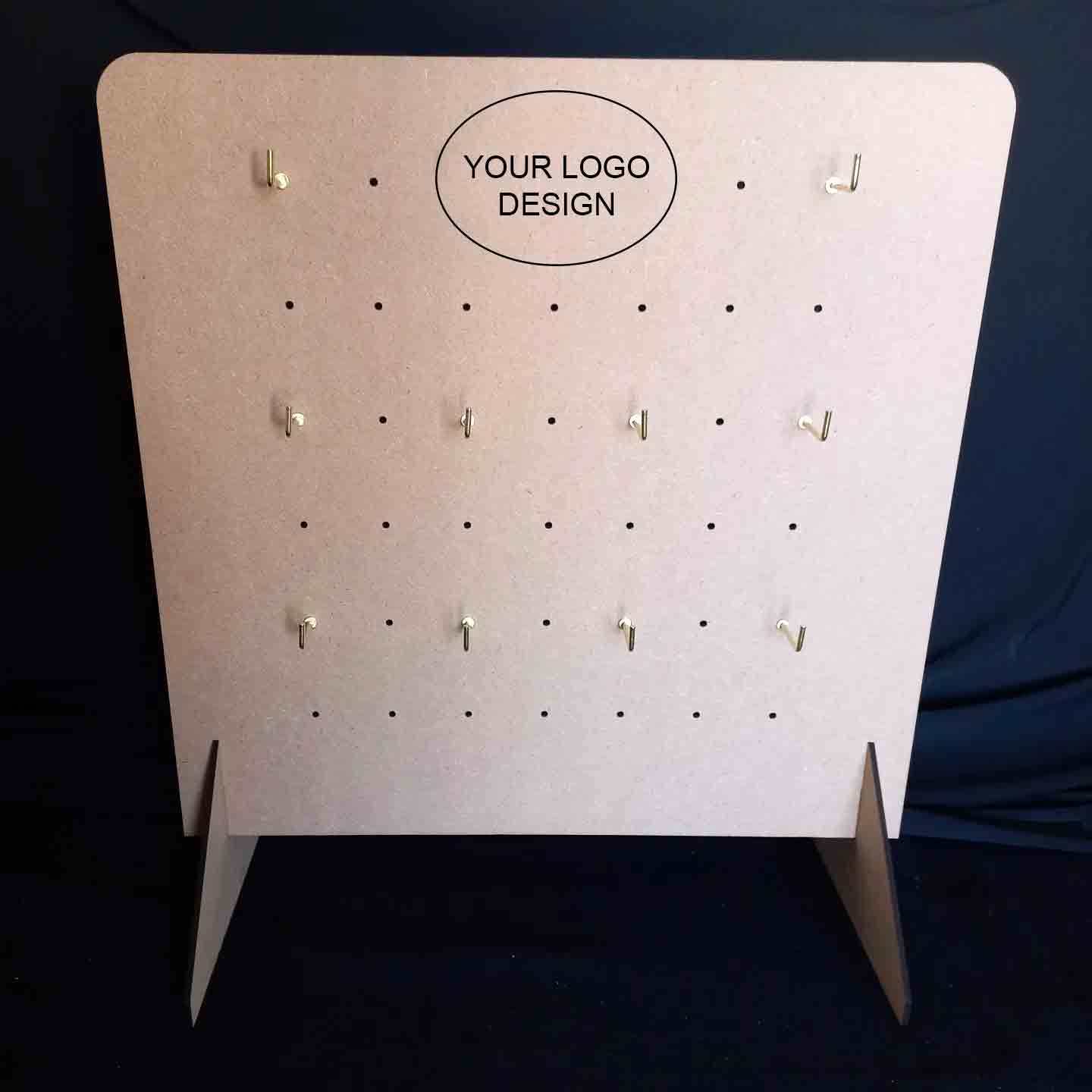 Square Hanging Display Stand Peg Board with a Logo