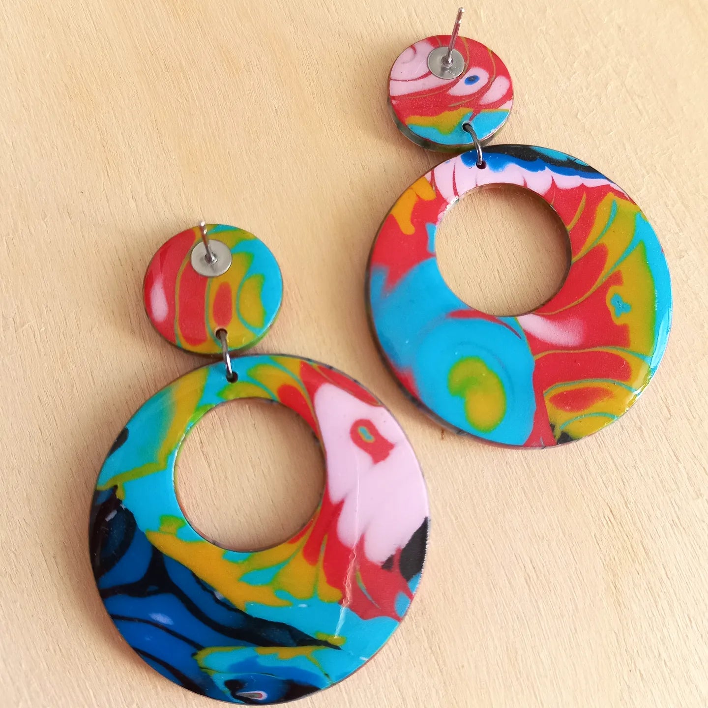 Tropical Circle Hoops Earrings - Unique Item
