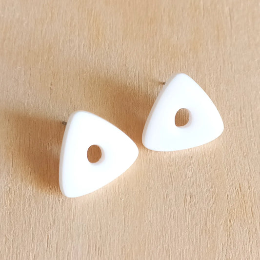 White Triangle Stud Earrings